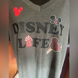 Disney Life gray v neck short sleeve T-shirt
